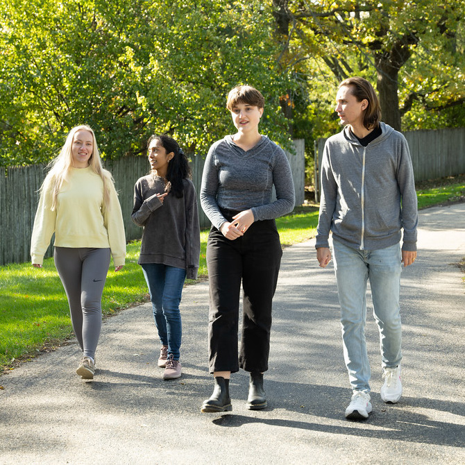 Teens walking on a sunny day